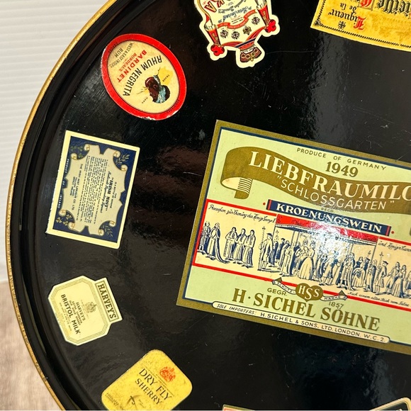 VTG Black Lacquer Drink Tray + Four BEAULIEU glasses by Cristal D’Arques Durand - Picture 10 of 16